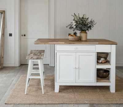 Statement Furniture Florence White Kitchen Island With Cupboard And Shelves
