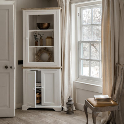 B&Q -  Florence Corner Display CabinetGlass Door White Dresser