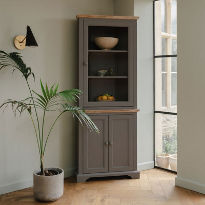 B&Q -  Florence Corner Display CabinetGlass Door Dove Grey Dresser