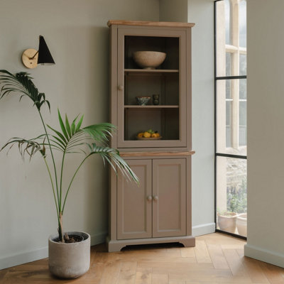 B&Q -  Florence Corner Display CabinetGlass Door Truffle Dresser