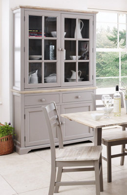 B&Q -  Florence Glass Door Display CabinetDove Grey Dresser