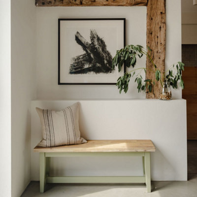 Statement Furniture Green Florence Bench, Wooden Dining Bench - Sage 120Cm