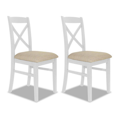 B&Q -  Florence Crossback Upholstered Seat Chairs Set Of 2White