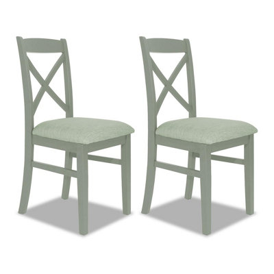 B&Q -  Florence Crossback Upholstered Seat Chairs Set Of 2Sage Green