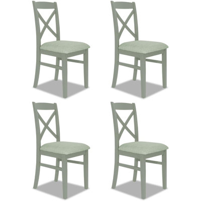 B&Q -  Florence Crossback Upholstered Seat Chairs Set Of 4Sage Green
