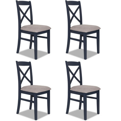 B&Q -  Florence Crossback Upholstered Seat Chairs Set Of 4Navy Blue