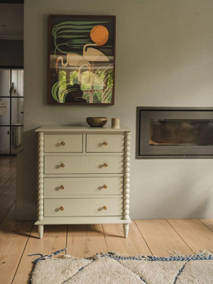 B&Q -  Cromwell 2 Over 3 Chest Of Drawers With Bobbin DesignPale Olive