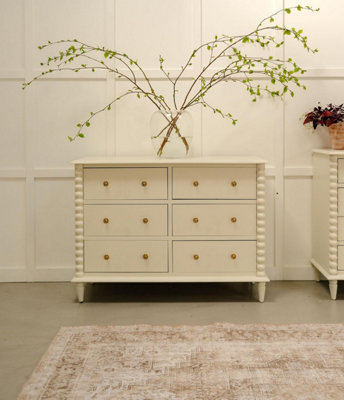 B&Q -  Cromwell Large 6 Drawer Chest Of Drawers With Bobbin DesignLinen Cream