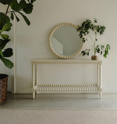 B&Q -  Cromwell Bobbin Design Console Table In Linen CreamLarge