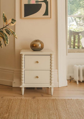 B&Q -  Cromwell Bedside Table With Bobbin DesignLinen