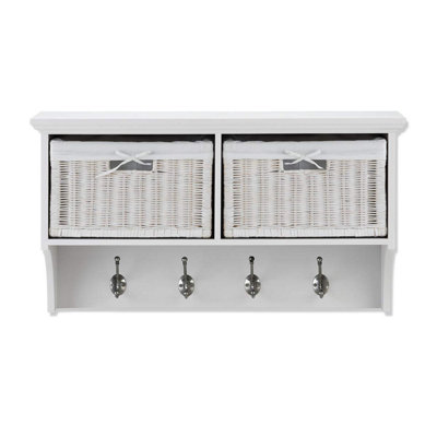 B&Q -  Tetbury Hanging Shelf With 2 Wicker BasketsWhite