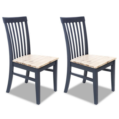 B&Q -  Florence Highback Wooden Seat Chairs Set Of 2Navy Blue