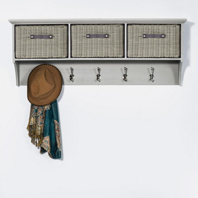 Statement Furniture Tetbury Hallway Coat Rack With 3 Storage Baskets - Dove Grey