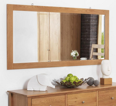 Statement Furniture Brown Edward Hopper Large Wall Mirror With Wooden Frame 140X70cm - Oak, - Image 4