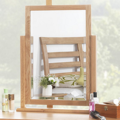 Statement Furniture Brown Edward Hopper Dressing Table Mirror With Wooden Frame - Oak, - Image 4