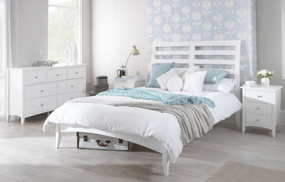 B&Q -  Edward Hopper White Double Bed Frame 4Ft6 With Slatted Headboard