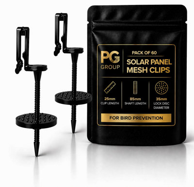 Pg Solar Panel Mesh Fixing Clips No Drill Installation For Bird Proofing Mesh Stops Pigeons & Small Animals Nylon (60) from B&Q