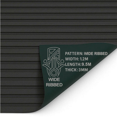 PG 9.5M X 1.2M Wide Ribbed Rubber Flooring Matting Roll 3mm Thick Non-Slip Mat For GarageGymShed from B&Q