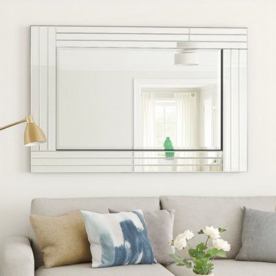 Agenzia 14 Large Venetian Art Deco Triple Glass Framed Wall Mirror 120 X 80Cm from B&Q