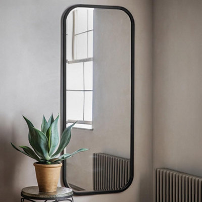 B&Q -  Large Black Curved Metal Frame Full Length Wall Mirror 156.5 X 65.5Cm