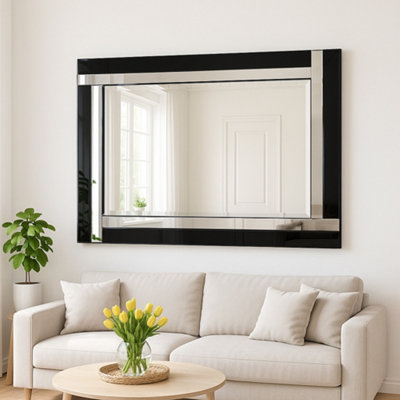 Agenzia 14 Extra Large Black Venetian Glass Frame Wall Mirror 120 X 80Cm from B&Q
