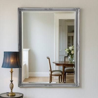 Agenzia 14 Extra Large Antique Silver Ornate Wall Mirror from B&Q