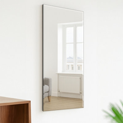 Agenzia 14 Unisex Silver Art Deco Bevelled Frameless Wall Mirror Panel In | : Large - Image 2