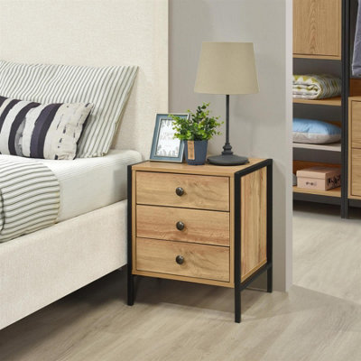 Swish Furniture Alva 3 Drawer Oak Bedside Chest Of Drawers Cabinet Nightstand from B&Q