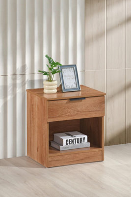 Richmond Chestnut 1 Drawer Open Shelf Bedside Table Nightstand Chest from B&Q