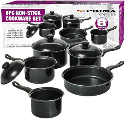 8-Piece Non-Stick Carbon Steel Saucepan Set from B&Q