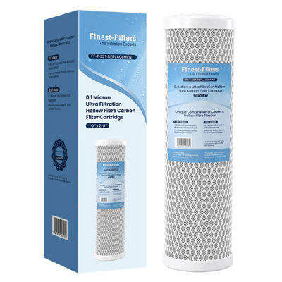 Finest-Filters 10" 0.1 Micron Ultra Fine Hollow Fibre Carbon Filter Cartridge (For Countertop Filter System) from B&Q