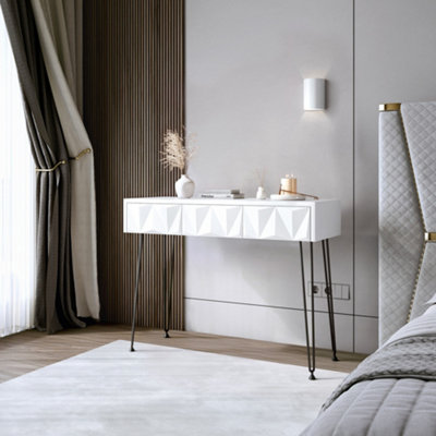 CARME Home Claudia White 3 Drawers Dressing Table With Black Hairpin Legs from B&Q