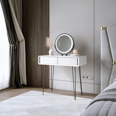 CARME Home Piper White Dressing Table With Zara Led Mirror from B&Q