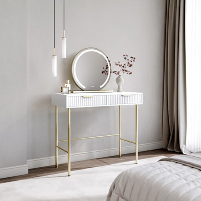 CARME Home Maya White Dressing Table With Eden Led Mirror from B&Q