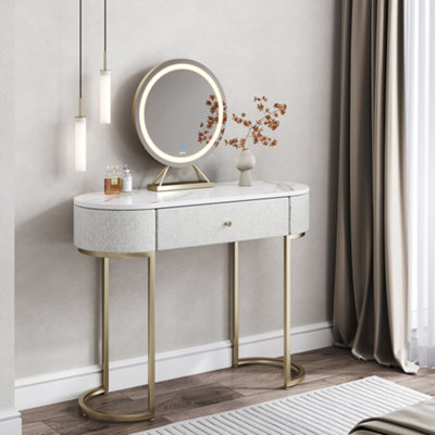 CARME Home Macy Bouclé Dressing Table With Evie Led Mirror from B&Q