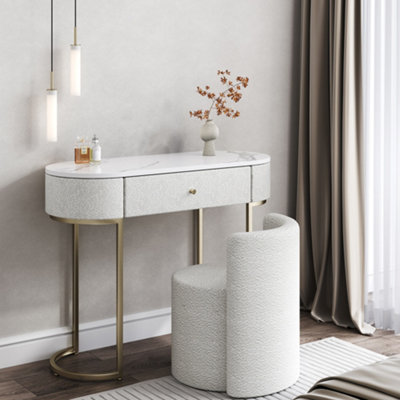 CARME Home Macy Bouclé Dressing Table With Lottie Bouclé Stool from B&Q