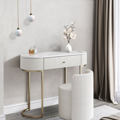 CARME Home Romy Bouclé Dressing Table With Hattie Bouclé Stool from B&Q