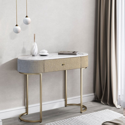 CARME Home Romy Mocha Bouclé Dressing Table from B&Q