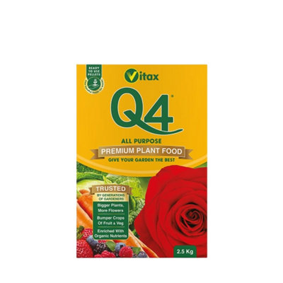 Vitax Organic Q4 All Purpose Pelleted Fertiliser Premium Nutrient Rich Plant Food For Bigger Plants And Bumper Crops 2.5Kg Box from B&Q