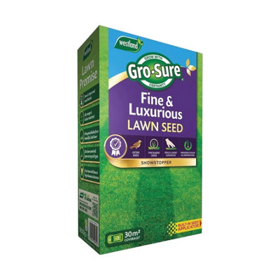 Gro-Sure Fine & Luxurious Lawn Seed 30M² Fine-Bladed Premium Grass from B&Q