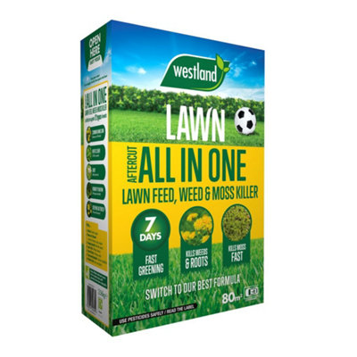 Westland Aftercut All In One Lawn Feed Weed & Moss Killer 80M² Fast GreeningKills Weeds & Moss Pet Friendly