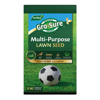 Gro-Sure Multi-Purpose Lawn Seed 120M² New Lawns Repairs Overseeding Bird Deterrent from B&Q