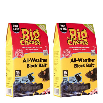 The Big Cheese All-Weather Block Bait 10G X 15 Blocks Pack Of 2  Rat & Mouse Rodent Control Bait from B&Q