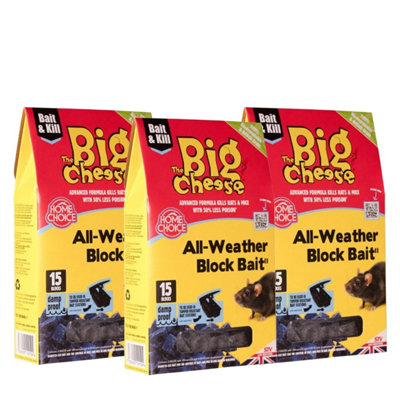The Big Cheese All-Weather Block Bait 10G X 15 Pack Of 3 Blocks Rat & Mouse Rodent Control Bait from B&Q