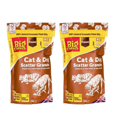 The Big Cheese Cat & Dog Scatter Granules 750G X 2 Pack Natural Plant Oil Deterrent For Digging Scratching In Gardens from B&Q