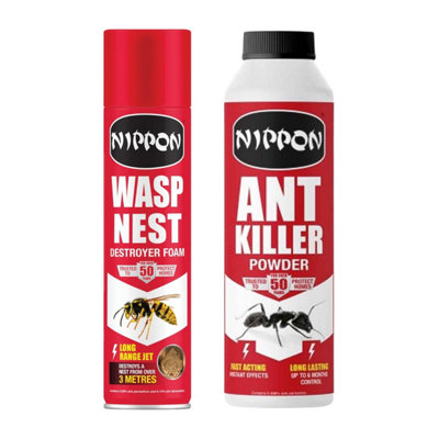 B&Q -  Ant Killer Powder 500G And Wasp Nest Destroyer Foam 300Ml Fast Acting Indoor And Outdoor Insect Control