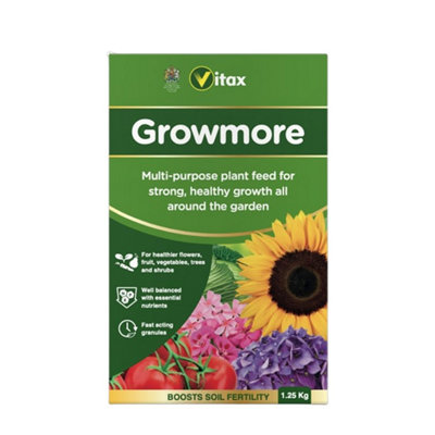 B&Q -  Growmore Fertiliser All Purpose Plant Food Fast Acting For Flowers Vegetables Fruit Lawns 1.25Kg