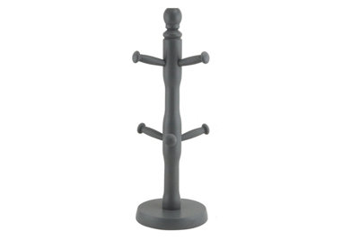 Apollo Mug Tree Holder Beechwood Charcoal Holds 6 Coffee Mugs Cups Modern Kitchen Space Saving Organizer from B&Q