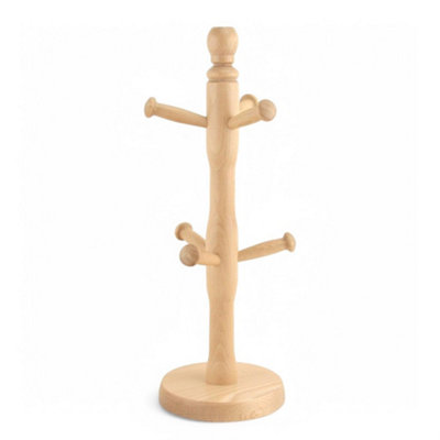 Apollo Mug Tree Holder Beechwood Holds 6 Coffee Mugs Cups Modern Kitchen Space Saving Organizer from B&Q