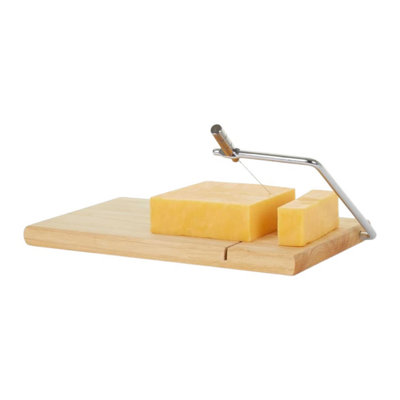 B&Q -  Cheese Board With Stainless Steel Wire Rubberwood Rectangular Charcuterie Set